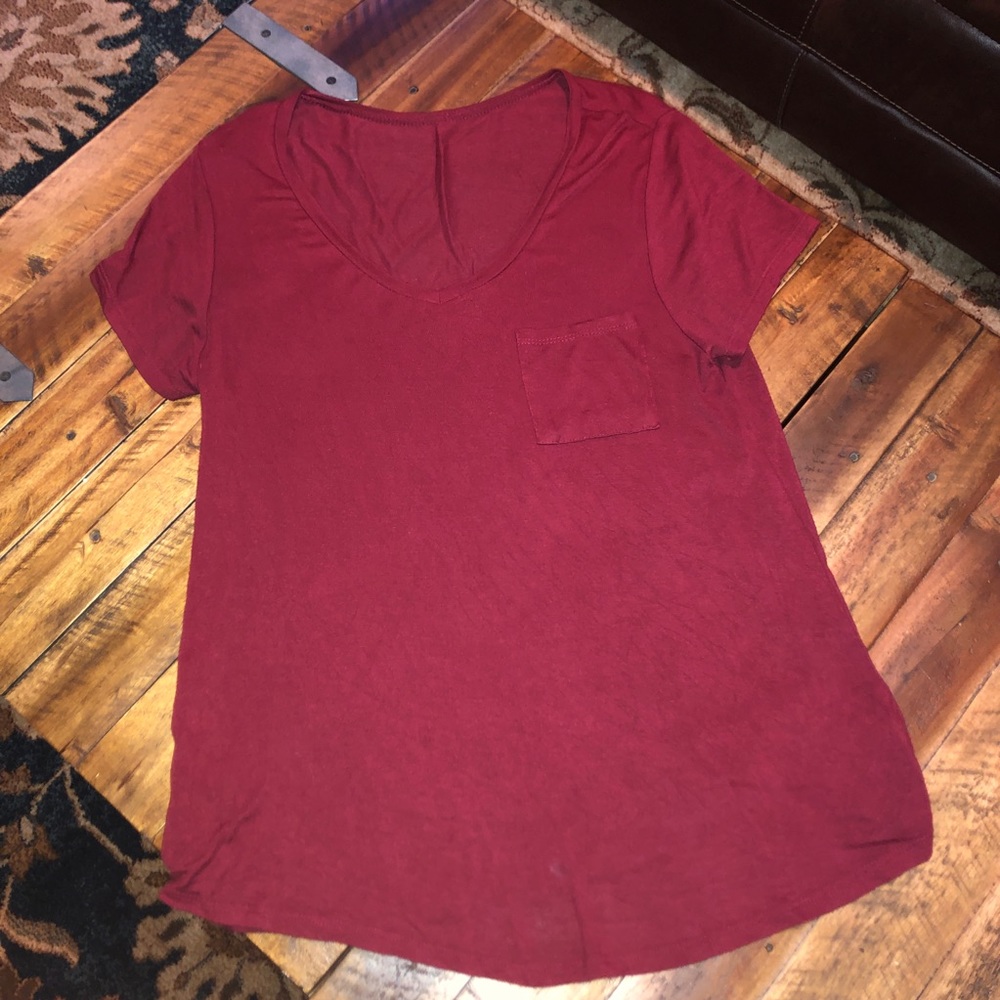 Burgundy Pocket Tee